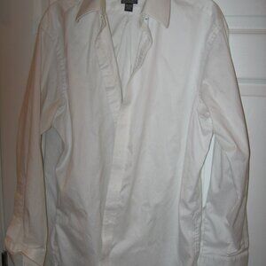 Jos. A. Bank White Textured Formal Shirt Men's 16.5 x 34 For use w/ Shirt Studs